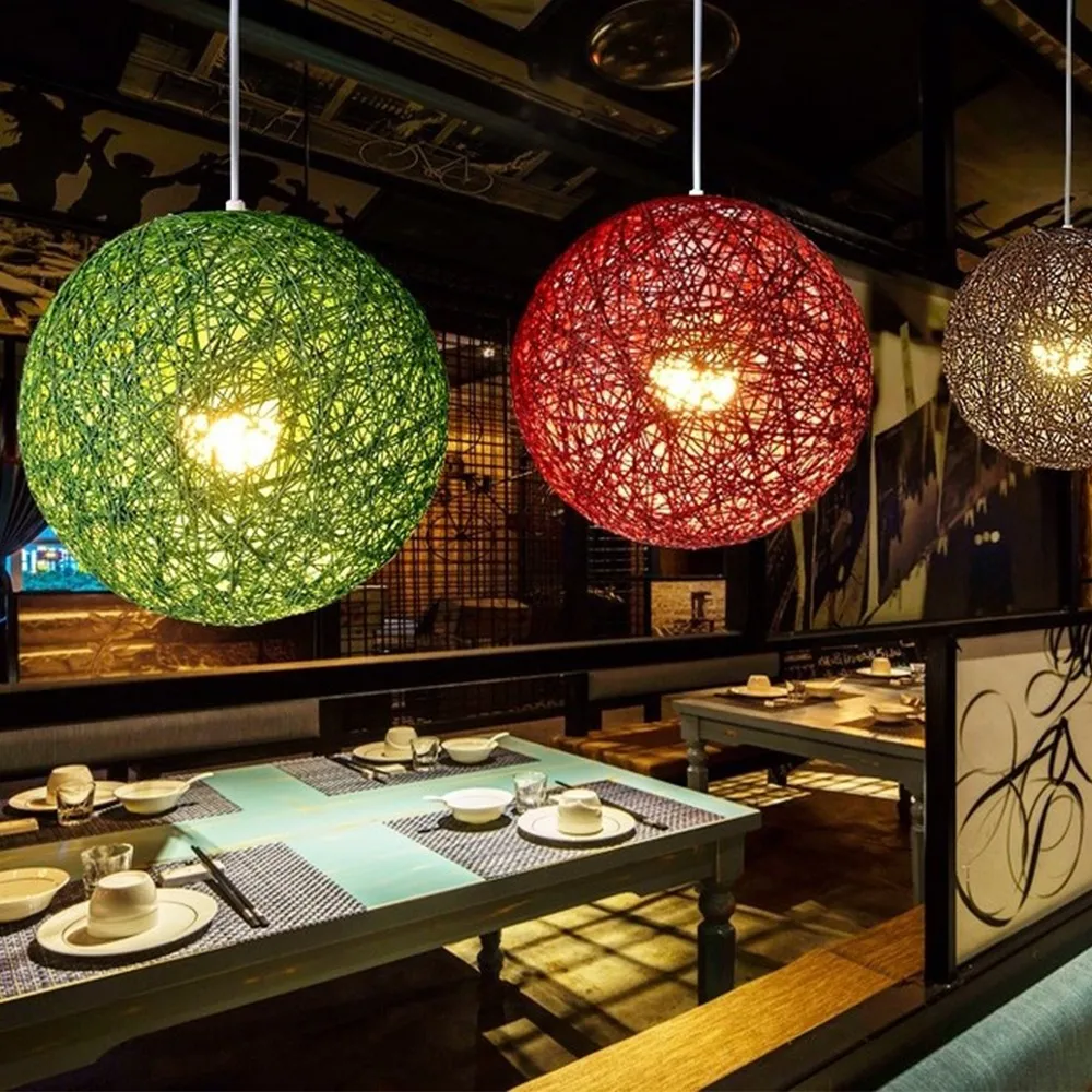 Ротанговый шар E27 подвесные светильники скандинавские для гостиной фойе кофейни