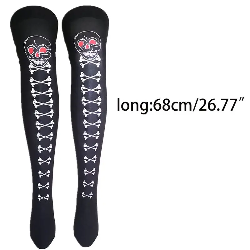 Женские Фэнтези Хэллоуин бедра высокие носки вампир губы череп скелет печатных