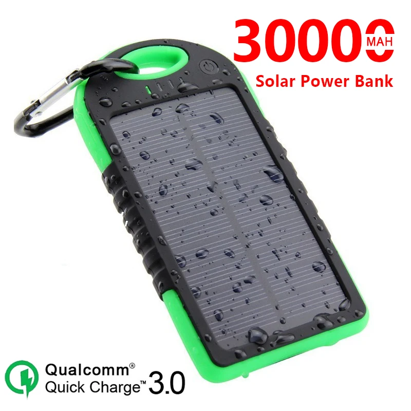 Солнечный 30000mAh внешний аккумулятор портативная солнечная панель двойной USB