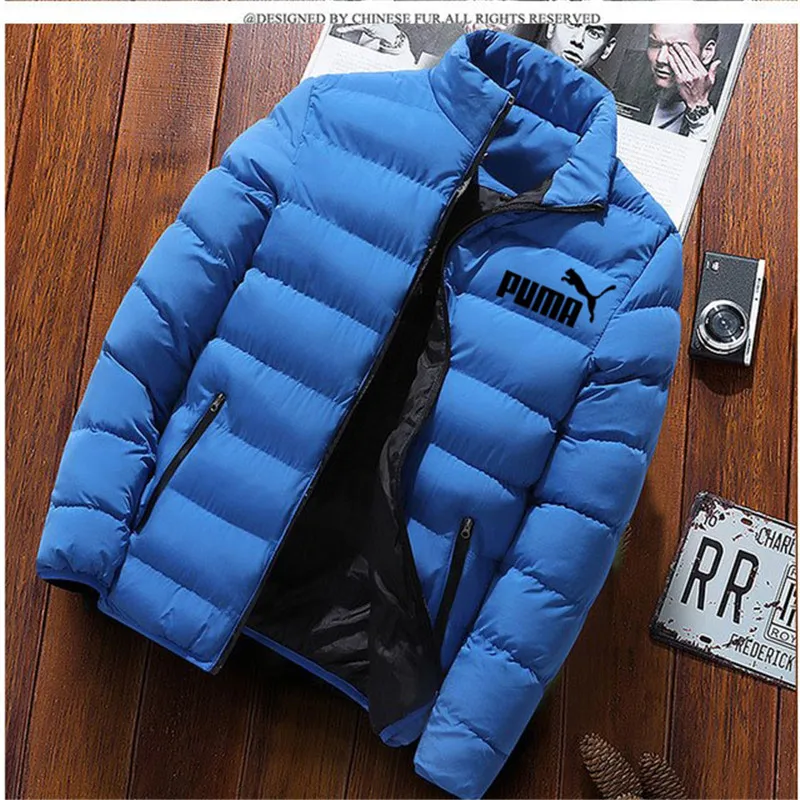 

Autumn and winter new men's brand printing jacket men's thick warm jacket Slim casual hooded men's parka jacket men's cotton thi