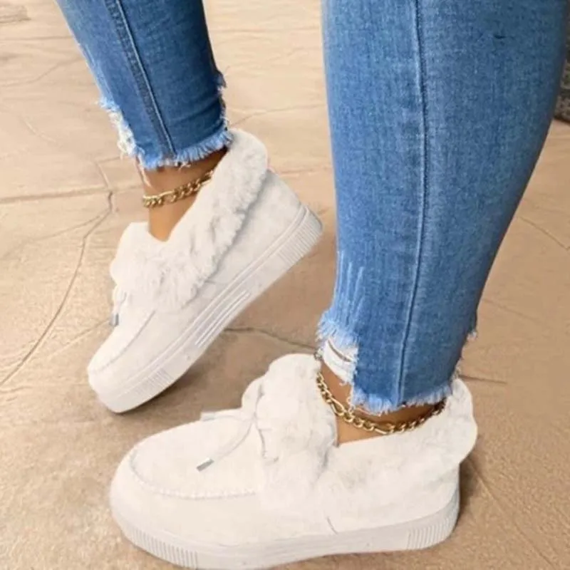 2021 Women Boots Warm Cotton Shoes For Women Winter Boots Comfortable Furry Ankle Boots Female Women Shoes Flat Plus Size 43