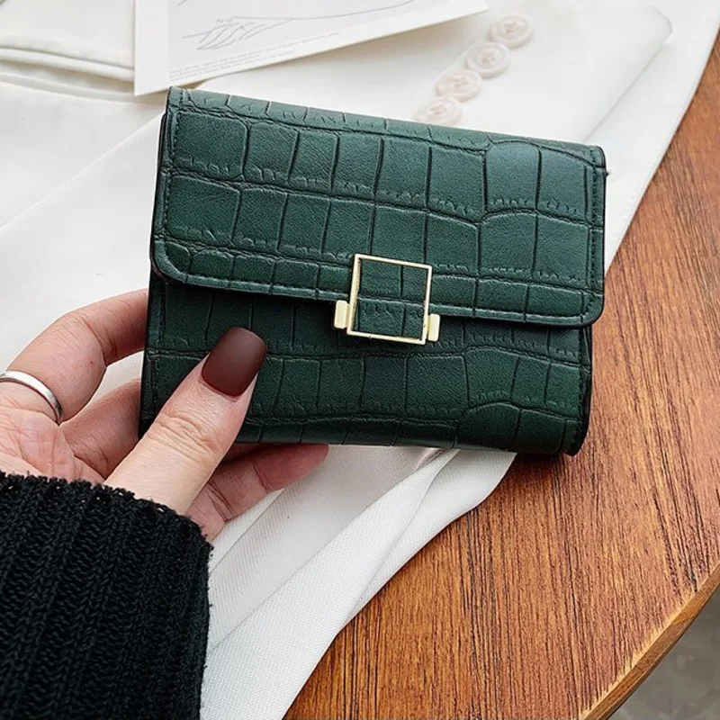 

Wallet Trifold Women Red Green Wallet Letter Vintage Pu Leather Purse Short Small Minimalist Carteira wallet women