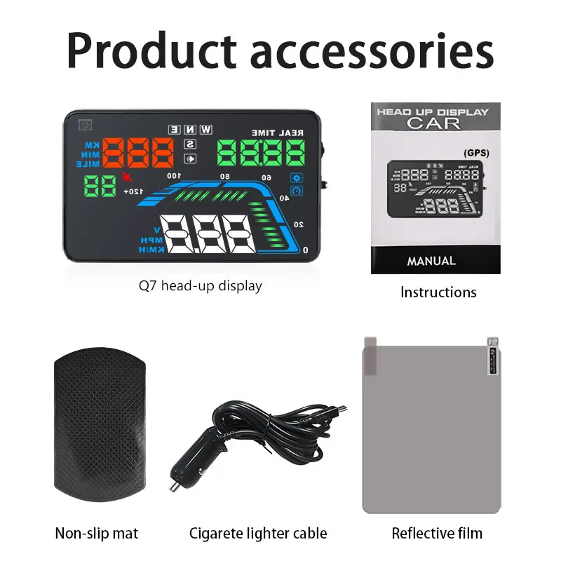 

Universal Q7 HUD OBD2 Car HeaUnivd Up Display LED Windscreen Projector OBD Data Scanner Speed Fuel Warning Alarm Diagnostic Tool