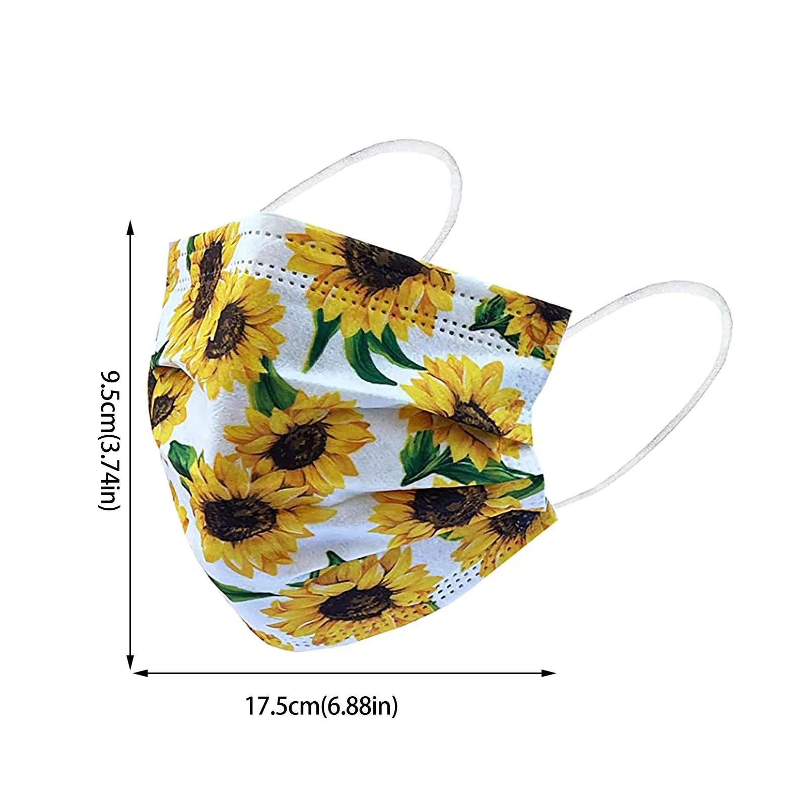 50 шт. одноразовые маски с принтом подсолнухов | Тематическая одежда и униформа