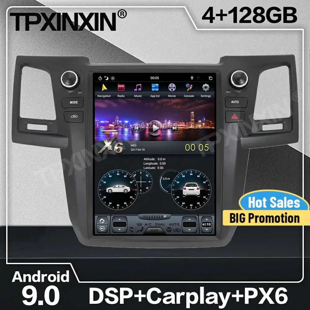 

128 Tesla Carplay Android Car Radio 2 Din Stereo Receiver For Toyota Fortuner Hilux 2007 2008 2009 2010 2011 2012 2013 2014 2015