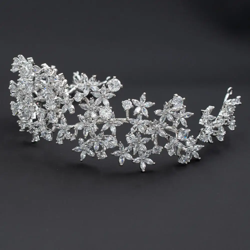 Ручная работа новинка 2020 кубический цирконий свадебная Мягкая повязка на голову