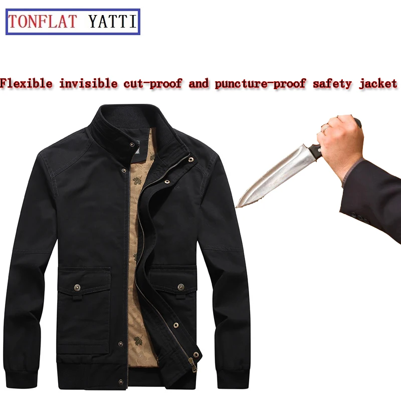 

Self Defense Anti-Stab Men Casual Urban Overalls Invisible Multi-Pocket Stand Collar Police Fbi Security Jacket