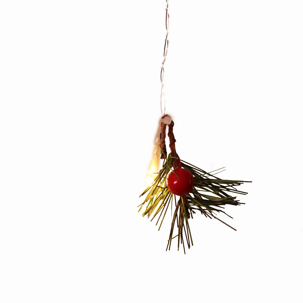 Christmas Decorations for Home Warm White Pine Cone Tree Branch Berry Light Strings Decorative Lights 10 LED 1.65M Ornament | Лампы и