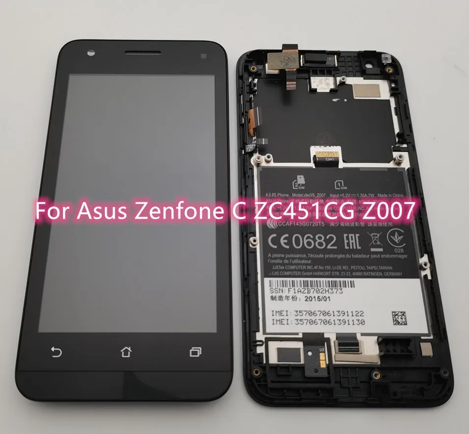 

Оригинальный ЖК-дисплей для Asus Zenfone C ZC451CG Z007, ЖК-экран + сенсорный экран, дигитайзер в сборе для ZC451CG Z007, дисплей + рамка