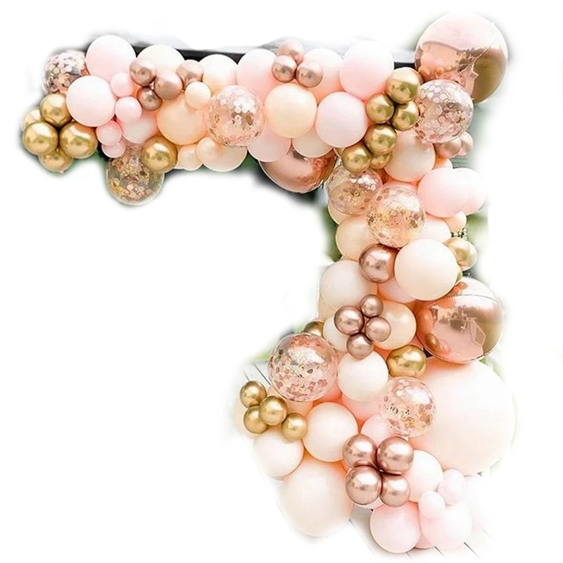 

96 Pcs Macaro Balloon Garland Arch Kit,Chrome Rose Gold Balloon with 4D Globos for Wedding/Birthday/Party Decor