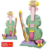 505pcs mini city violin piano musical instrument classic model building blocks moc bricks friends educational toys for children