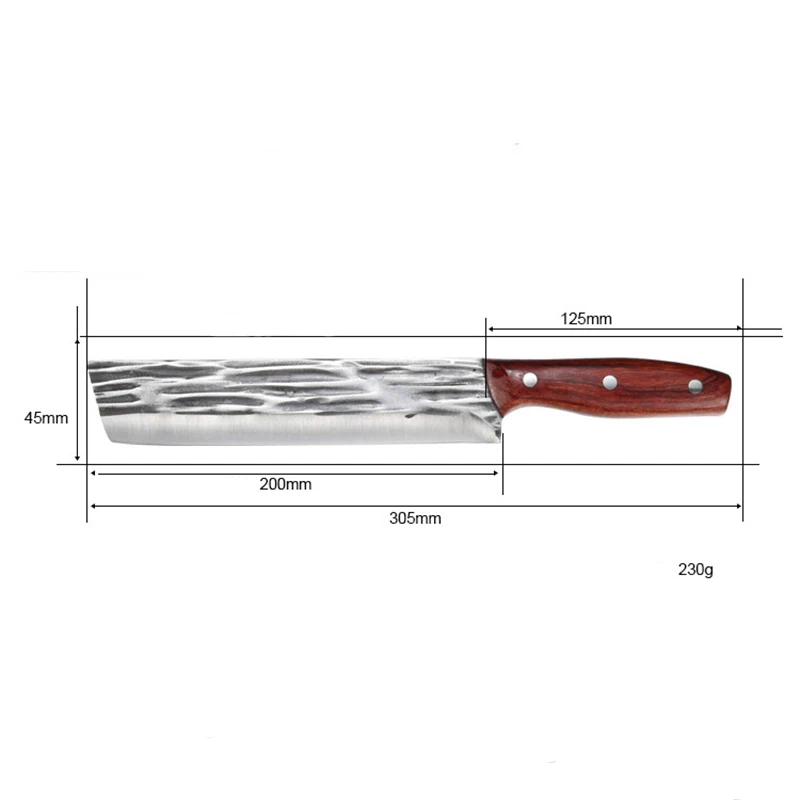 

8 Inch Chip Duck Knife 50Cr15 Stainless Steel Retro Forged Hammered Slicing Knife Rosewood Handle Watermelon Knives Meat Cleaver