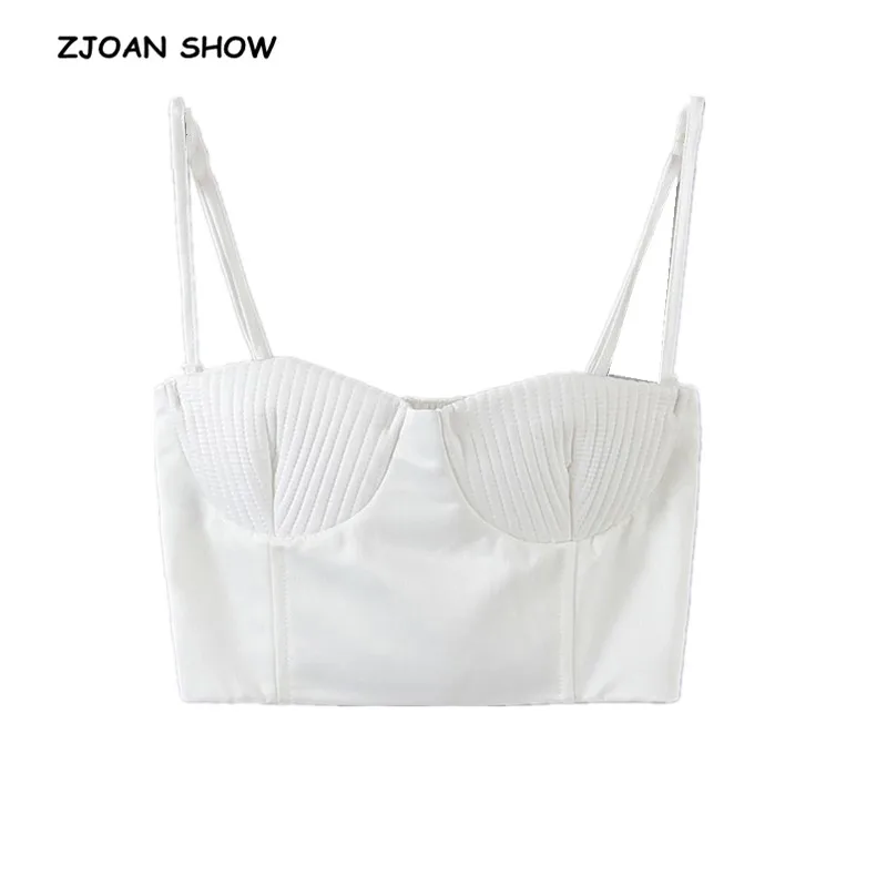 

Sexy Knitted Chest Shell Shape Slash neck Camis Women Spaghetti Strap crop Top Camisetas Strappy Bra Tank Vest Tee White Black