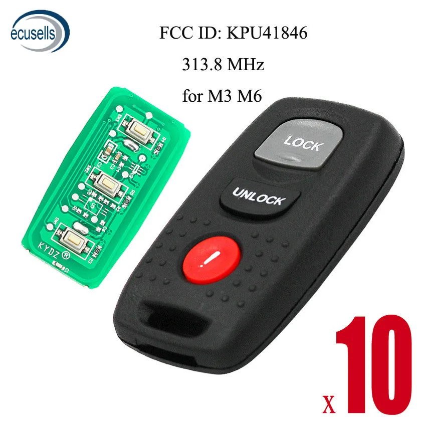 10 шт./Лот 2 + 1/3 кнопочный дистанционный ключ для Mazda 3 6 313 8 МГц FCC ID : KPU41846 модель