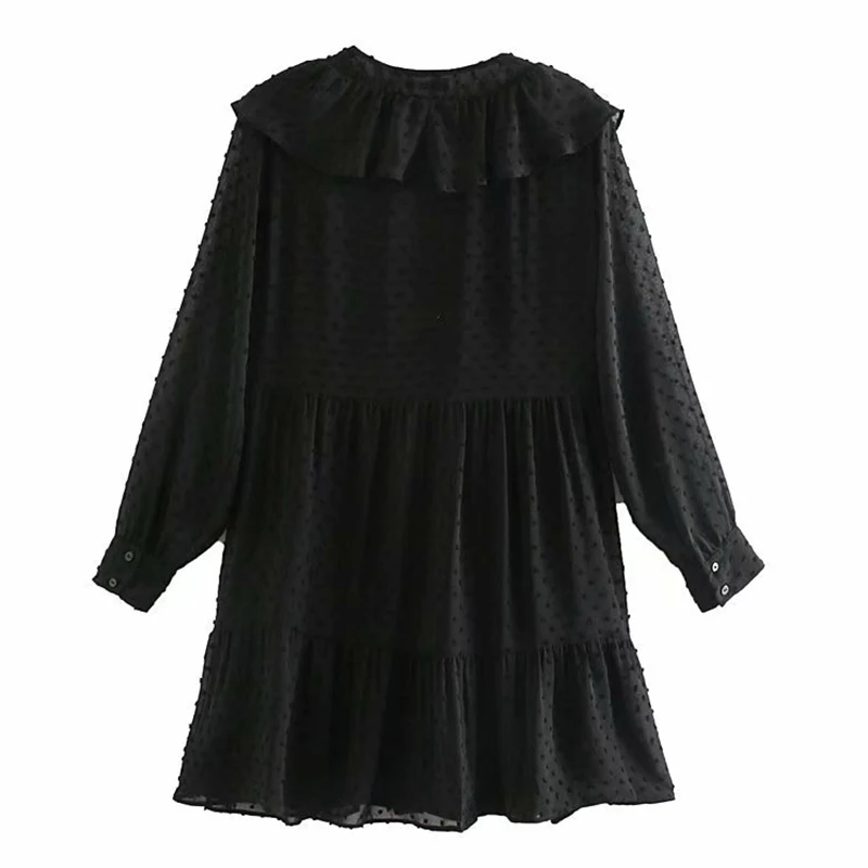 Женское платье из тюля с длинным рукавом и круглым вырезом однобортное застежкой