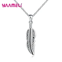 vintage men women feather pendant choker necklace for girls bridal wedding party 925 sterling silver charm neck jewelry
