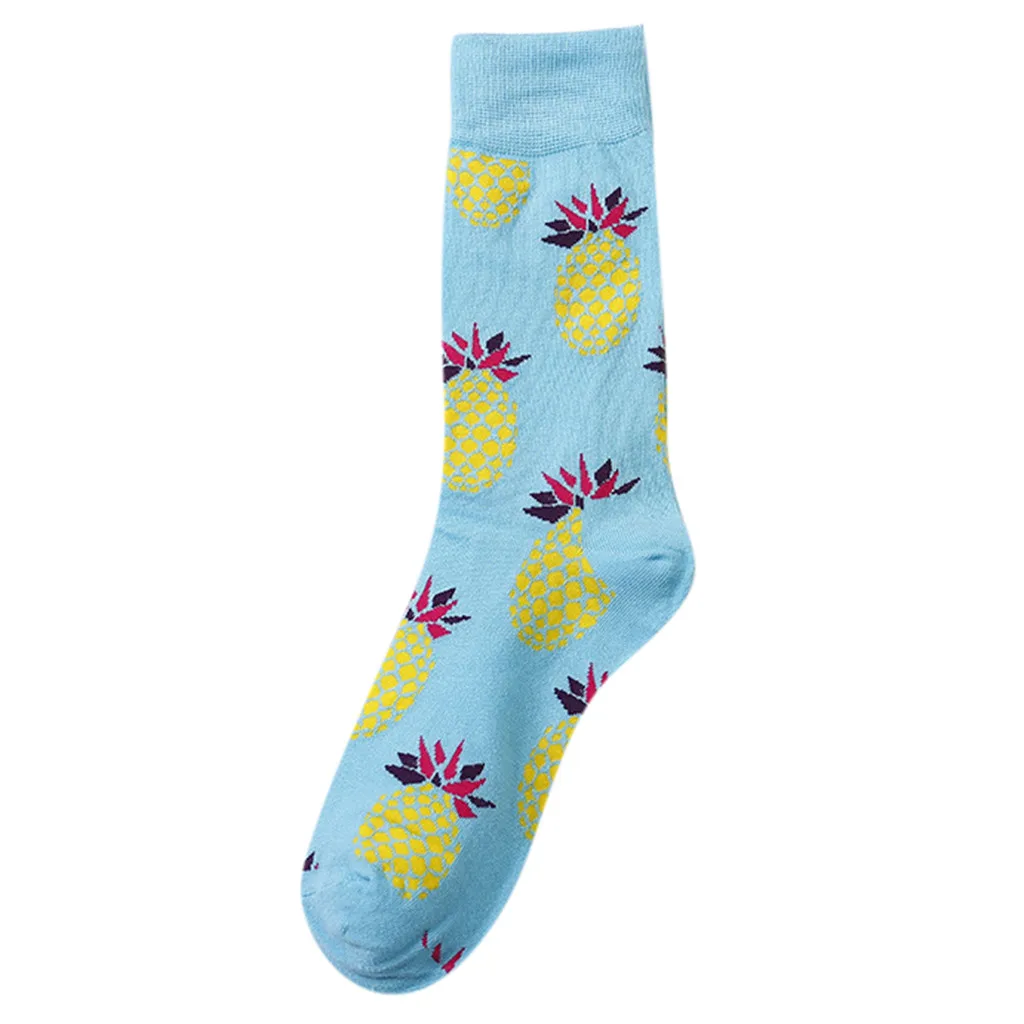 Light blue Хлопковые носки женские разноцветные Носки с рисунком фруктов яркие носки Calcetines Mujer дышащие мягкие теплые носки для женщин - Цвет: Light blue