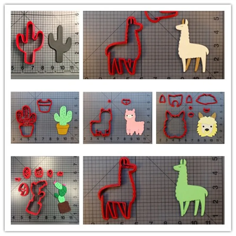 3D печатная пластиковая лама режущие инструменты для печенья мастики Cactus