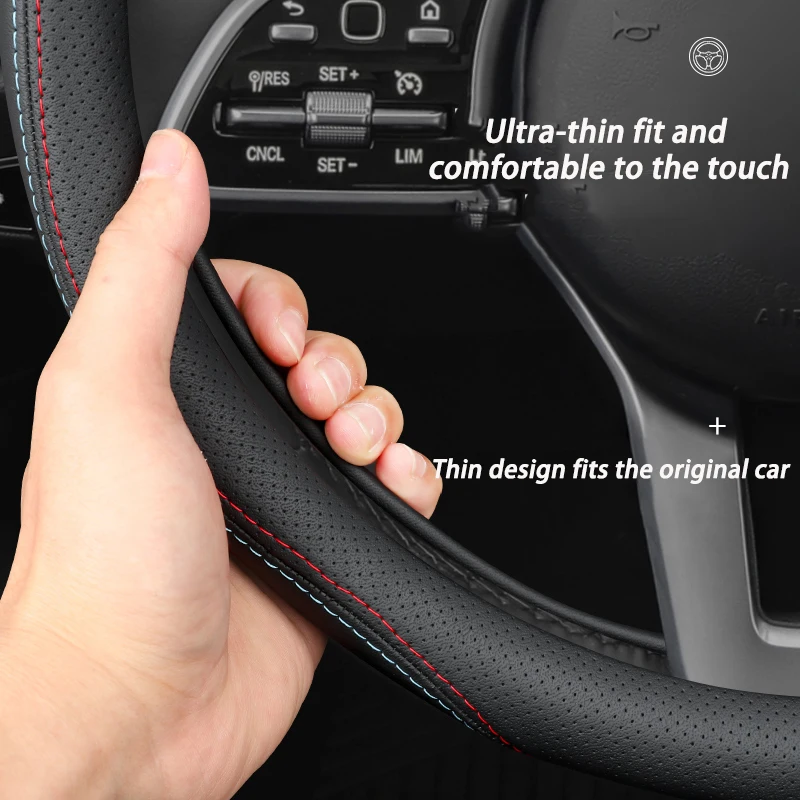 Противоскользящий кожаный чехол на руль автомобиля для Kia D-образной модели |