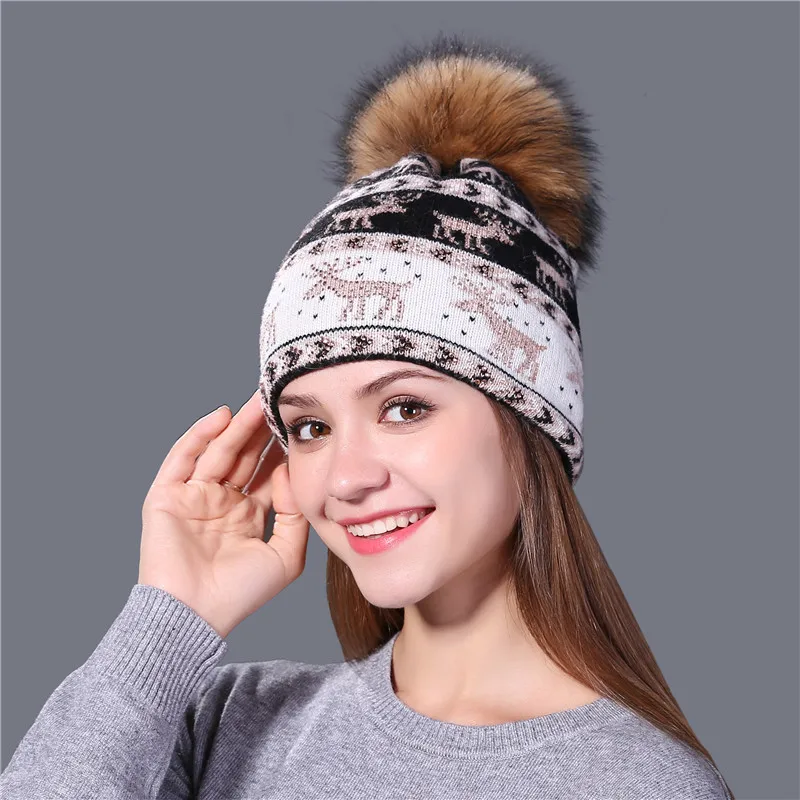 Новинка Xthree настоящие норковые помпоны рождественские шерстяные вязанные