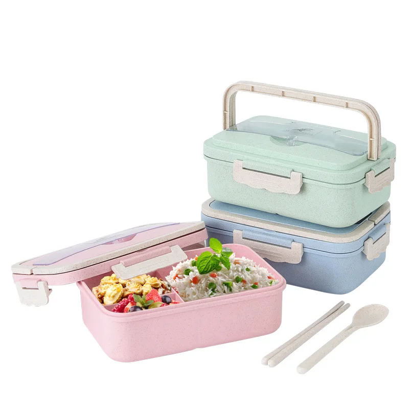 

Wheat straw student lunch box sealed lunch box lunch box lunch box microwaveable plastic crisper with lid