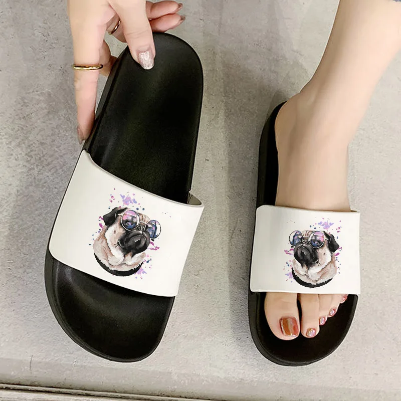 

sandals women summer 2021 French bulldog Dachshund Pug Teckel pring Indoor Bedroom Home Shoes ladies
