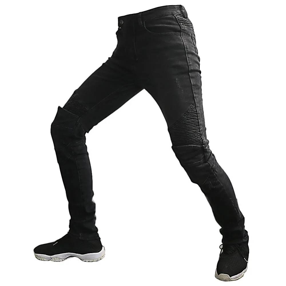 Мужские модные вдохновленные защитные мотоциклетные черные джинсы брюки