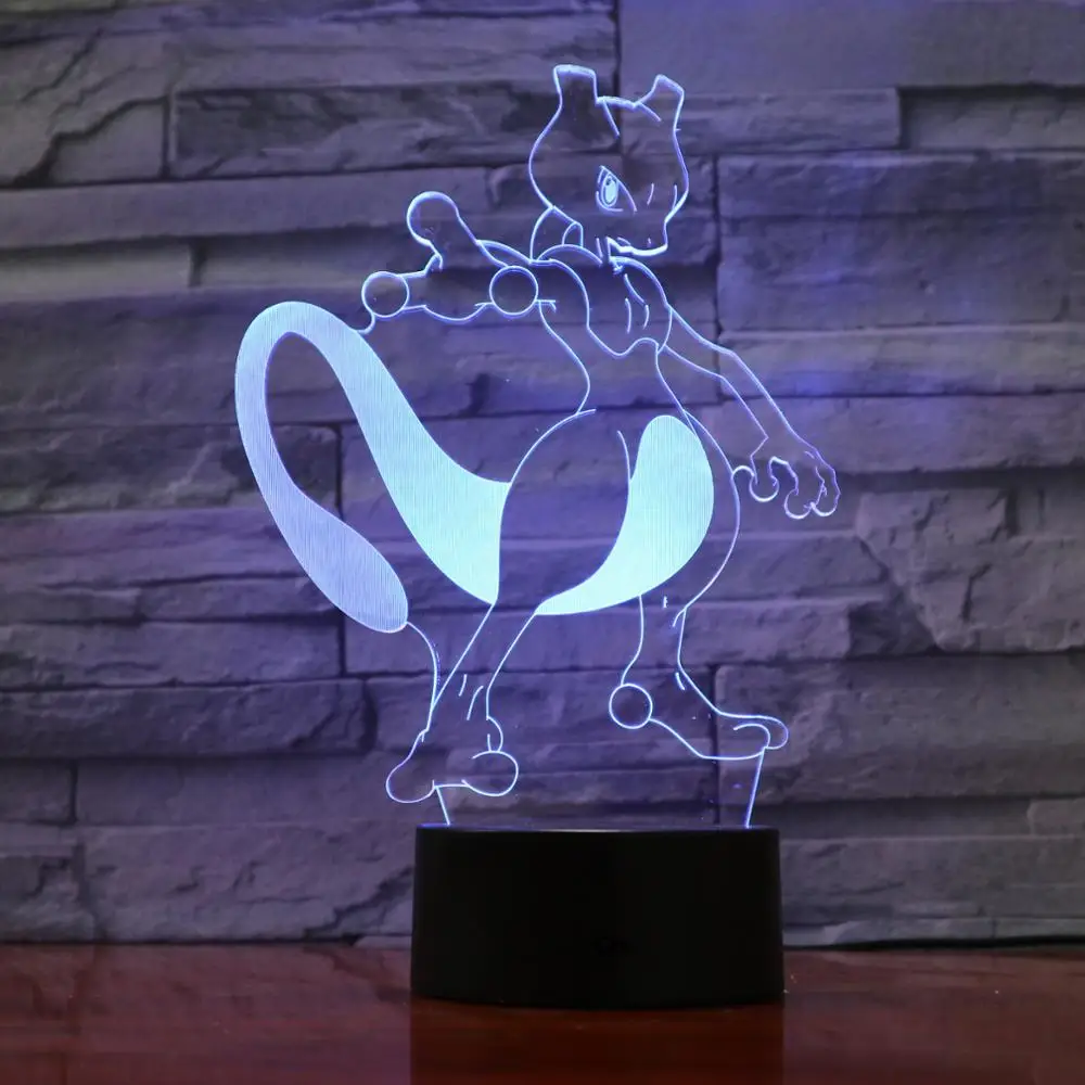 3D лампа Pokemon Mewtwo 7 цветов светодиодные лампы для детей сенсорный USB стол детский