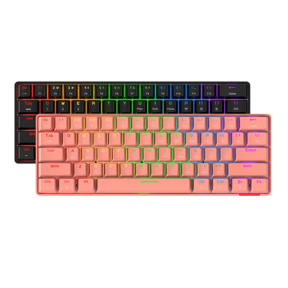 

Ajazz STK61 Mechanical Keyboard Wireless Bluetooth Concise 61-Keys Dual-Mode Rainbow Backlit Portable Game Keyboard for Desktop
