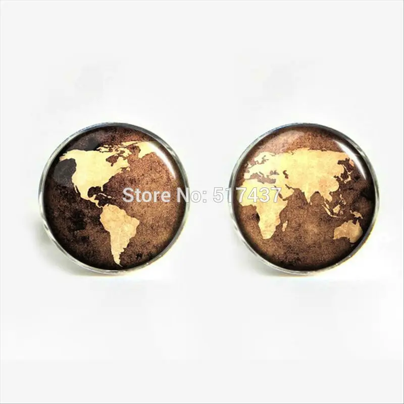 2018 Новая мода Винтаж Запонки в виде карты старый запонки Карта мира Лидер продаж
