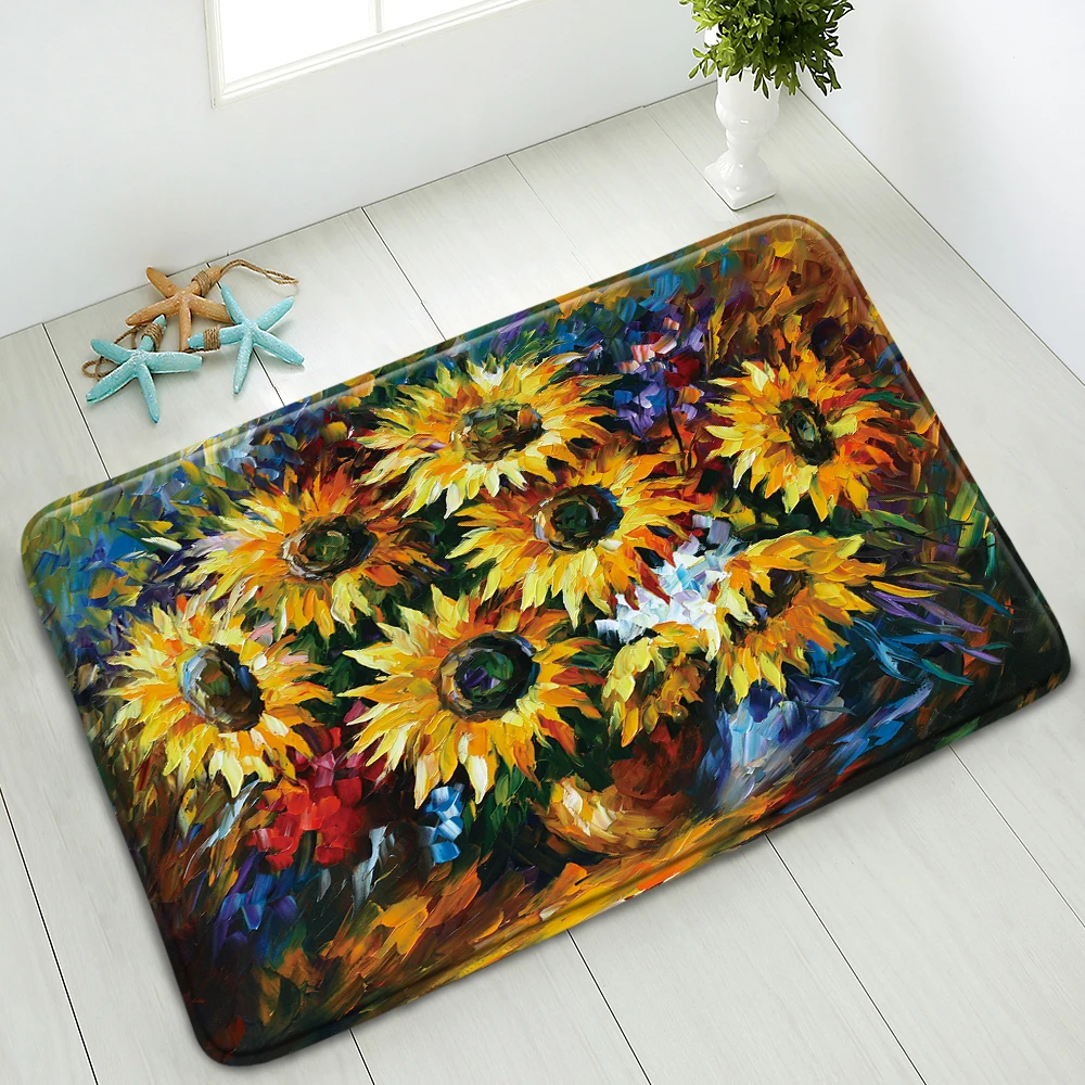 

Коврик для ванной, нескользящий, с рисунком цветов