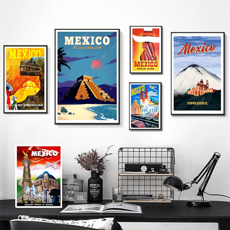 Мексиканская Пирамида Mayan художественный постер для путешествий картины на