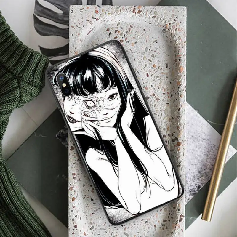 

Junji Ito Tees Horror Black and white Phone Case for iPhone 11 12 pro XS MAX 8 7 6 6S Plus X 5S SE 2020 XR