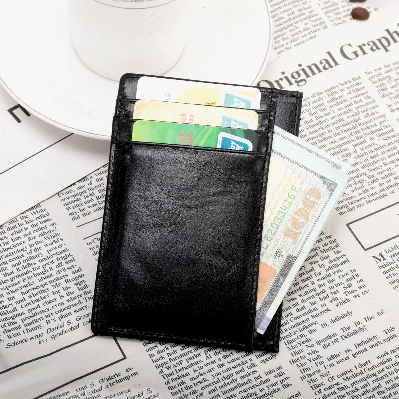 

Vintage Mannen Echt Lederen Portemonnee Credit Card Holder Business Merk Mannelijke Mini Portefeuilles Portemonnee Dunne