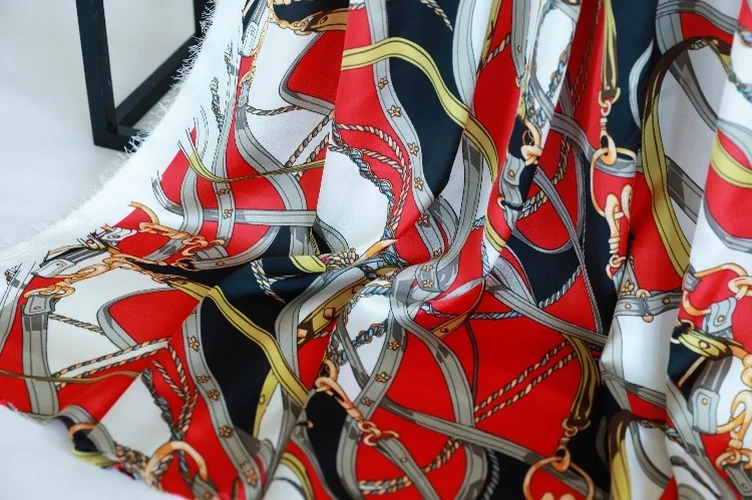 Width 59'' Chain Element High-grade Satin Chiffon Printed Fabric For Spring Summer Clothing Skirt Dress Diy Material |