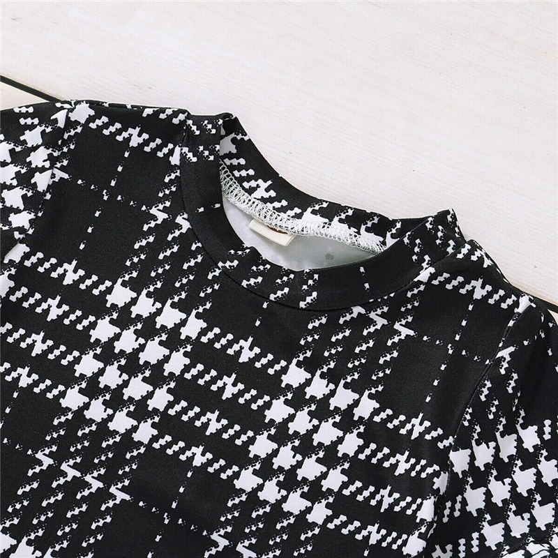 Новая летняя одежда в клетку для новорожденных девочек из 2 предметов футболка +