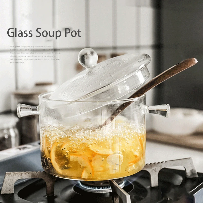 

Transparent Visible Glass Soup Pot Stew Pot Household Heat-resistant Gas Induction Cooker Salad Bowl Explosion-proof Cooking Pot