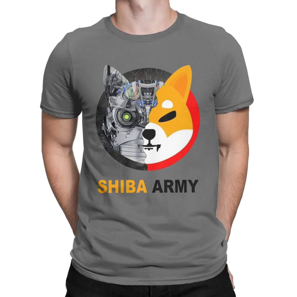 

Men's T-Shirt Shiba Army Shibu Inu Crypto Currency Meme Vintage Pure Cotton Tee Shirt Short Sleeve T Shirts Round Neck Clothes