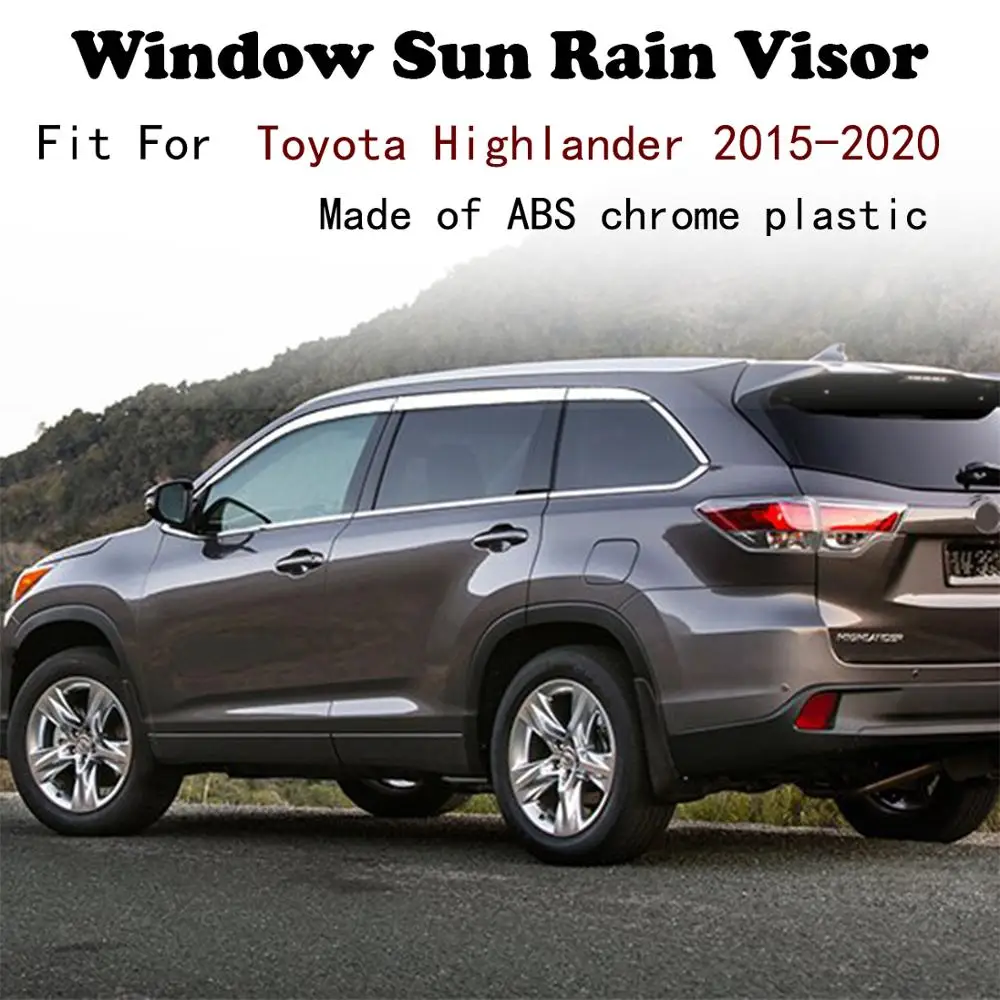 

Козырек на окно из АБС-хром и пластика для защиты от солнца и дождя, автомобильные аксессуары для Toyota Highlander 2015-2020