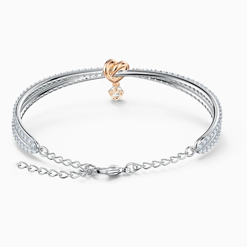 

2021 Fashion New SWALIFELONG HEART Bracelet Gold Heart-Shaped Bright Pav Zircon Platinum Female Luxury Jewelry Gift