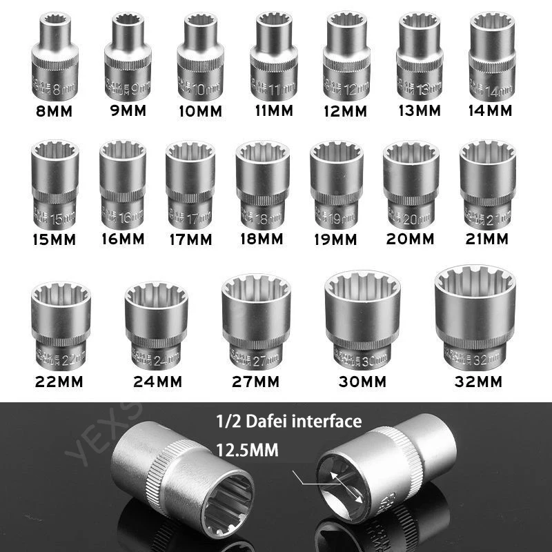 19 шт. Набор торцевых головок 1/2 дюйма 12 5 мм