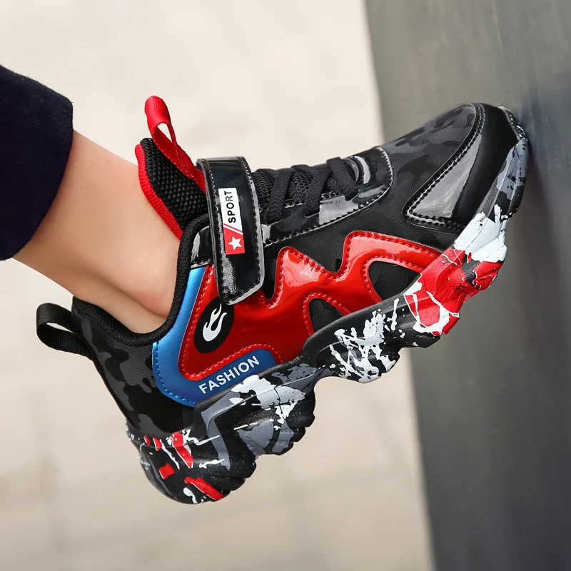 Детские Модные кожаные кроссовки водонепроницаемая Высококачественная