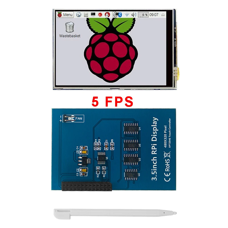 Дисплей с тачскрином Raspberry Pi 4 3 5 дюйма 320x480 SPI ЖК-дисплей 50 FPS чехол из АБС-пластика