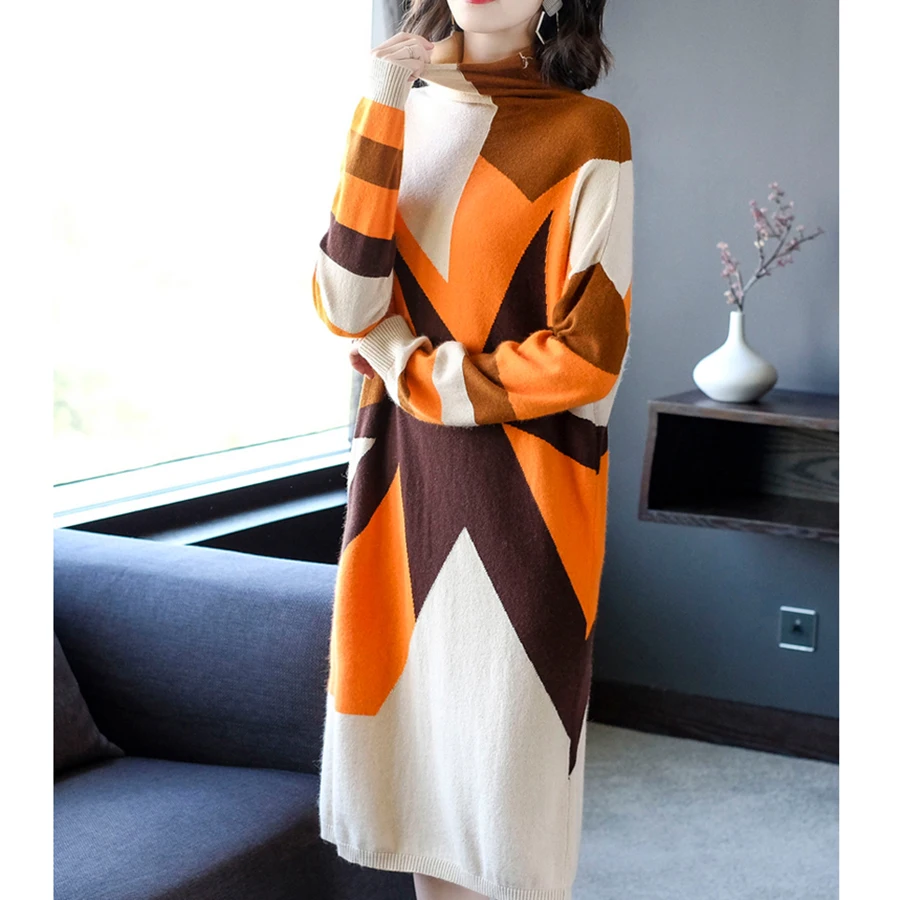 2021 Ретро хлопок миди платья Сезон весна осень Новый 3XL размера плюс с длинным