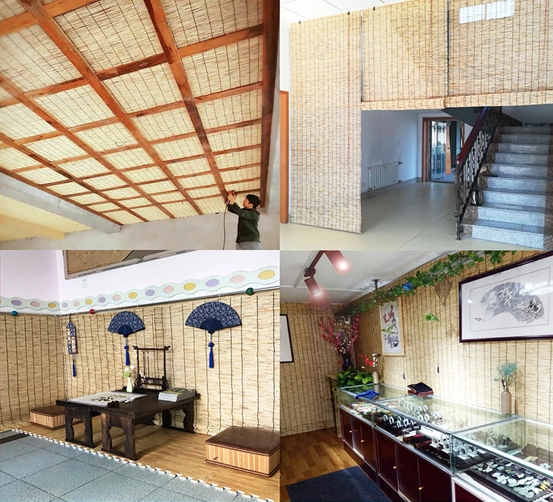 Custom Quality Straw Reed Curtains Roller Shutters Ceiling Wall Decoration Outdoor Sunshade Partitions Fence 1.3m x 2.5m 1.3mx3m images - 6