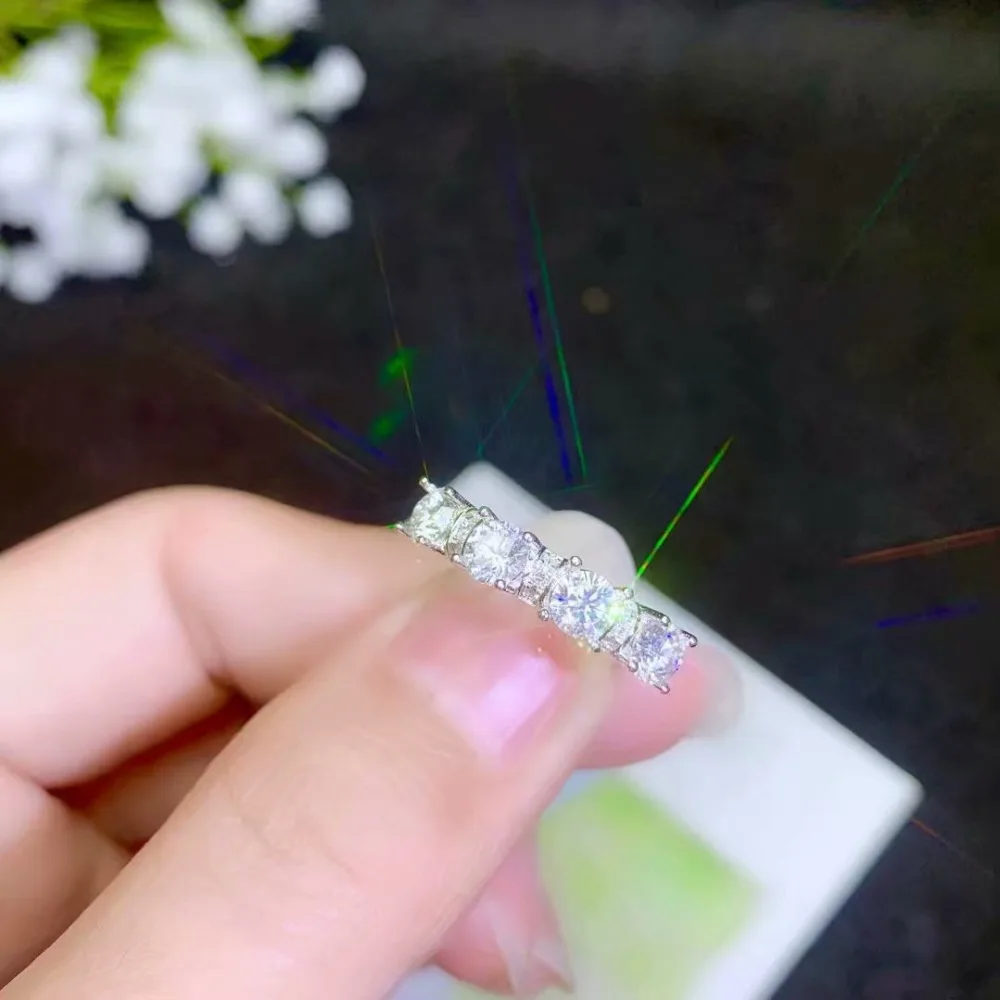 Moissanite красивое резьбовой калибр-кольцо, серебряное кольцо с бриллиантом 925 пробы. Модные украшения, мелкие бриллианты
