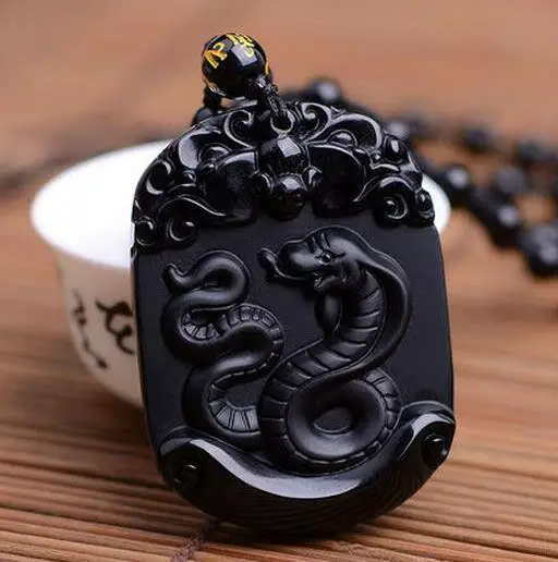 Зодиак кулон натуральный обсидиан амулет змея | Украшения и аксессуары