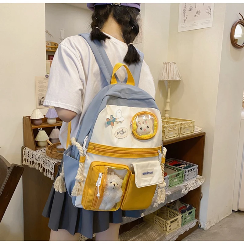 

Детская школьная сумка для учеников начальной школы, милый рюкзак с кроликом для девочек, учеников средней школы, вместительная сумка для к...