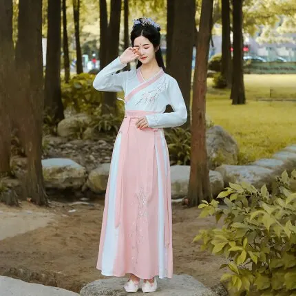 

2020 Hanfu Mulheres woman Female Plum Chinese Style Costume Dress Fairy Skirt Fresh and Elegant Stage performance Clothing