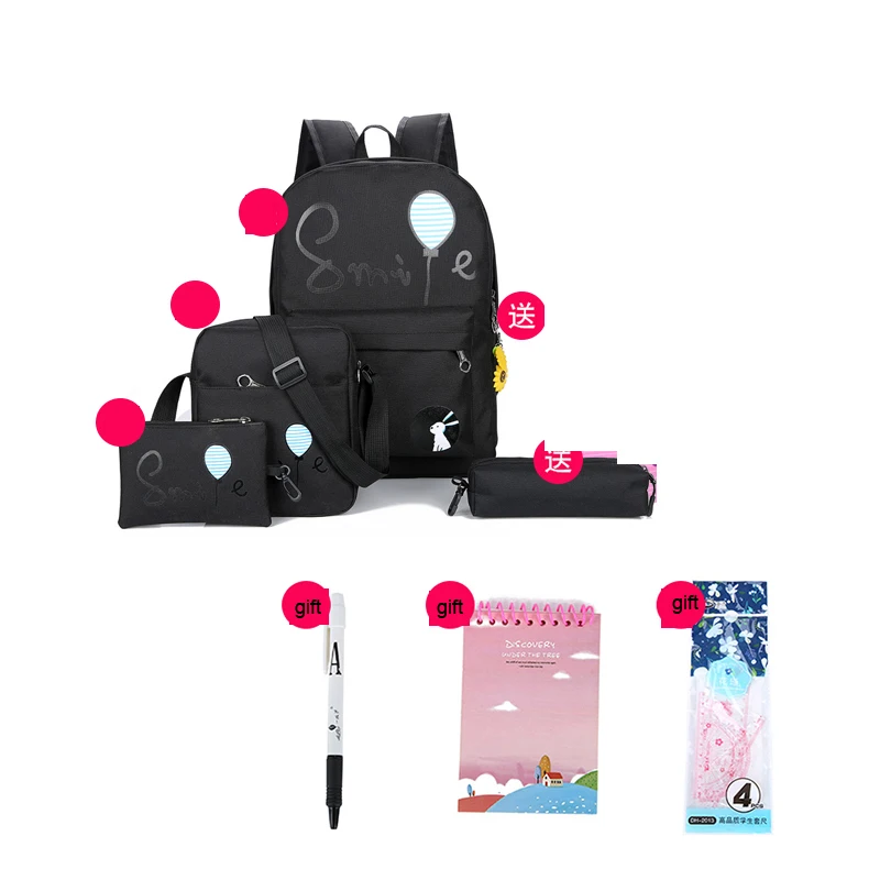 Модные новые женские нейлоновые рюкзаки 4 шт./компл. школьные сумки для девочек и